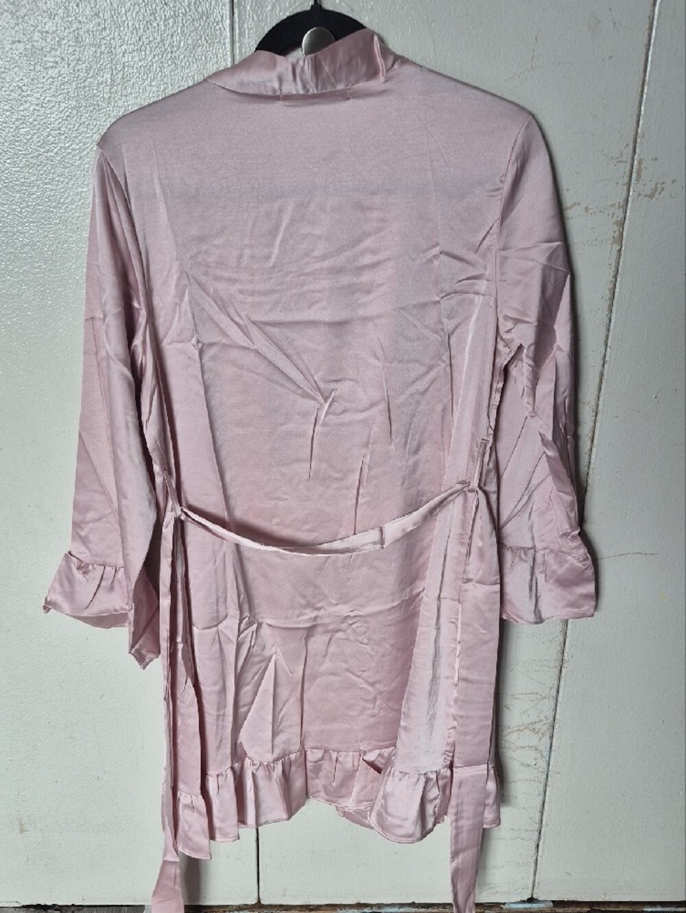 Satin Ruffle-Trim Robe - Light Pink - Picture 4 of 11